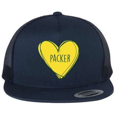 Packers Heart Football Team Touchdown Flat Bill Trucker Hat