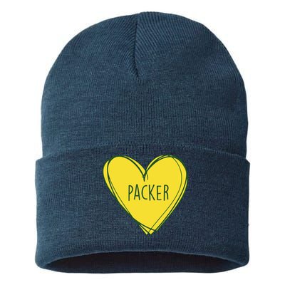 Packers Heart Football Team Touchdown Sustainable Knit Beanie