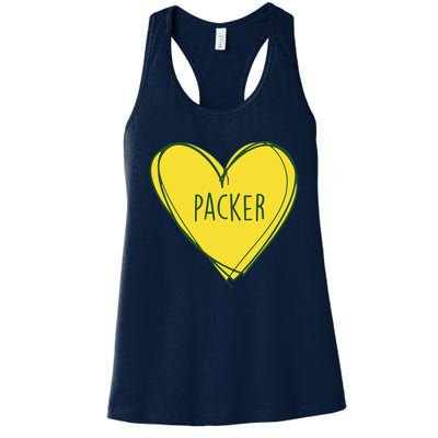 Packers Heart Football Team Touchdown Women's Racerback Tank