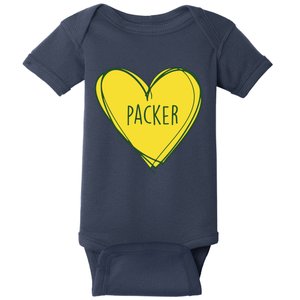 Packers Heart Football Team Touchdown Baby Bodysuit