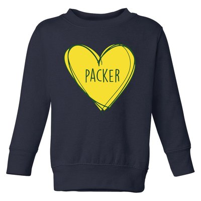 Packers Heart Football Team Touchdown Toddler Sweatshirt