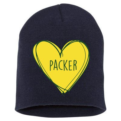 Packers Heart Football Team Touchdown Short Acrylic Beanie