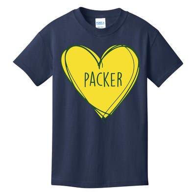 Packers Heart Football Team Touchdown Kids T-Shirt