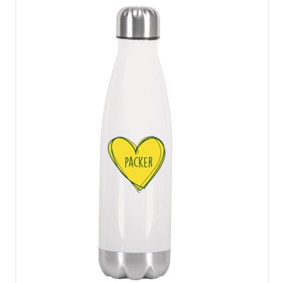 Packers Heart Football Team Touchdown Stainless Steel Insulated Water Bottle