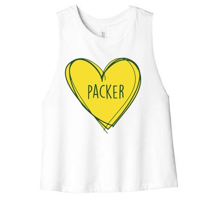 Packers Heart Football Team Touchdown Women's Racerback Cropped Tank