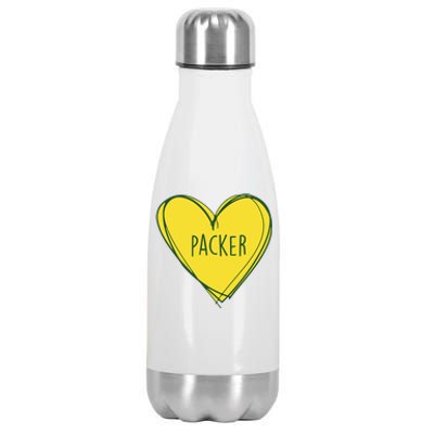 Packers Heart Football Team Touchdown Stainless Steel Insulated Water Bottle