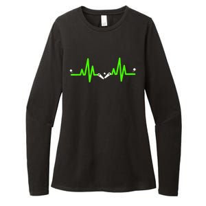 Pinball Heartbeat Flipper ECG Pulse Line Womens CVC Long Sleeve Shirt