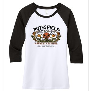 Pottsfield Harvest Festival , Don Your Vegetables , Over The Garden Wall Women's Tri-Blend 3/4-Sleeve Raglan Shirt