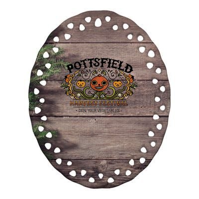 Pottsfield Harvest Festival , Don Your Vegetables , Over The Garden Wall Ceramic Oval Ornament