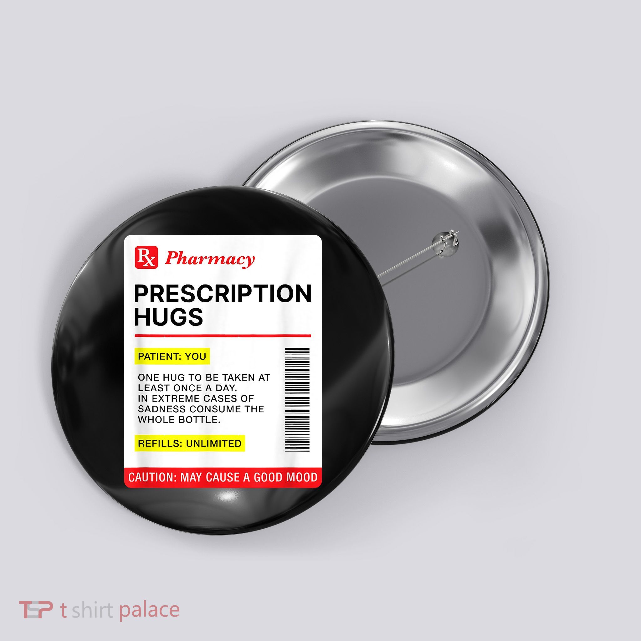 Prescription Hugs Funny Label Lazy Halloween Costume Party Button