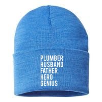 Plumber Husband Father Hero Genius Cool Plumbing Dad Gift Sustainable Knit Beanie