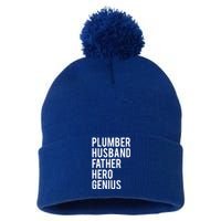 Plumber Husband Father Hero Genius Cool Plumbing Dad Gift Pom Pom 12in Knit Beanie