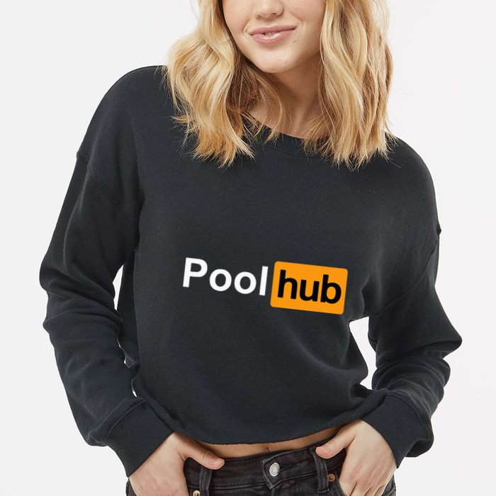 Pool Hub Funny Billiards Pool Player Cropped Pullover Crew