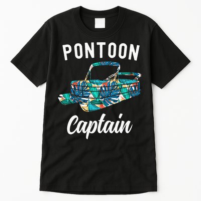 Pontoon Hawaiian Funny Pontoon Boat Captain Tall T-Shirt