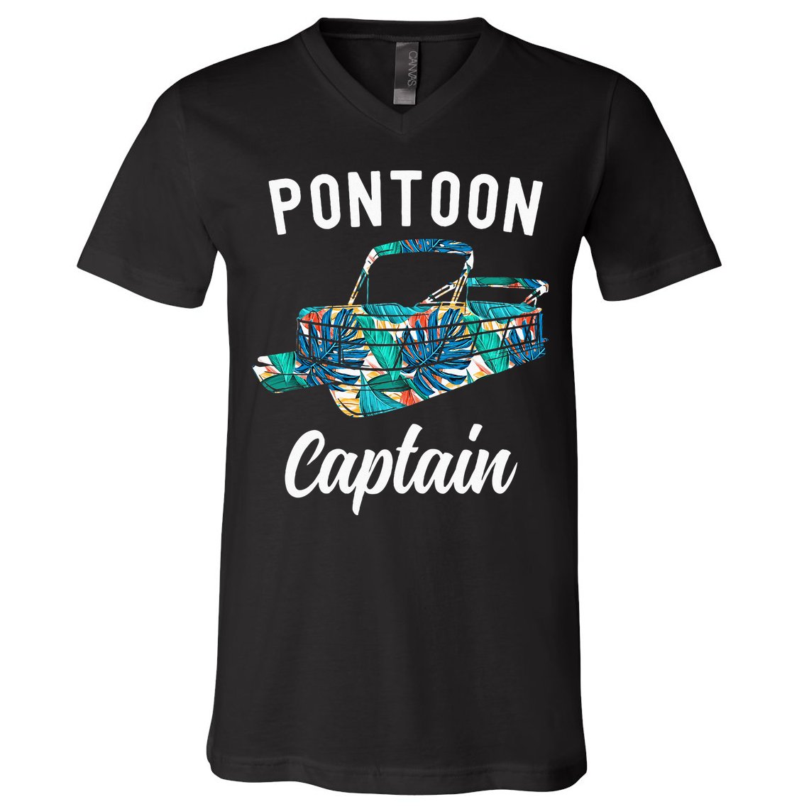 Pontoon Hawaiian Funny Pontoon Boat Captain V-Neck T-Shirt