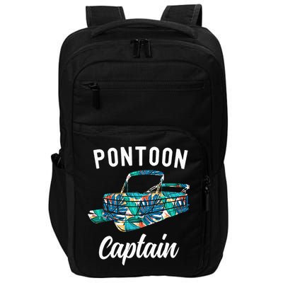 Pontoon Hawaiian Funny Pontoon Boat Captain Impact Tech Backpack
