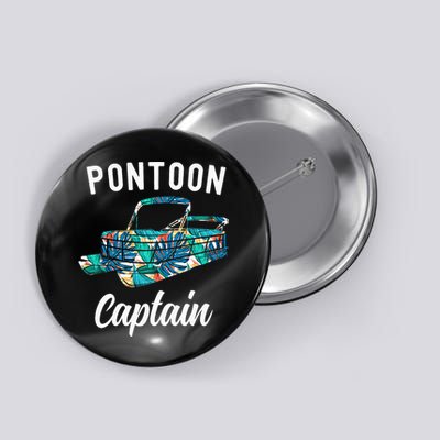 Pontoon Hawaiian Funny Pontoon Boat Captain Button
