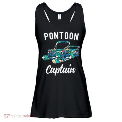 Pontoon Hawaiian Funny Pontoon Boat Captain Ladies Essential Flowy Tank
