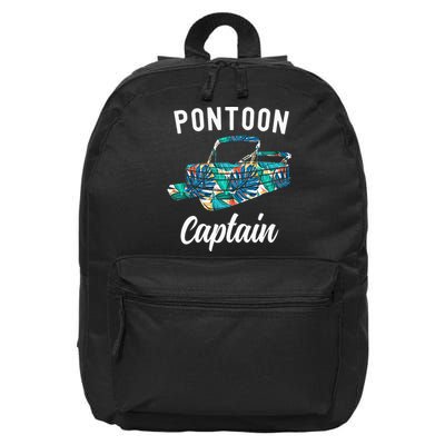 Pontoon Hawaiian Funny Pontoon Boat Captain 16 in Basic Backpack