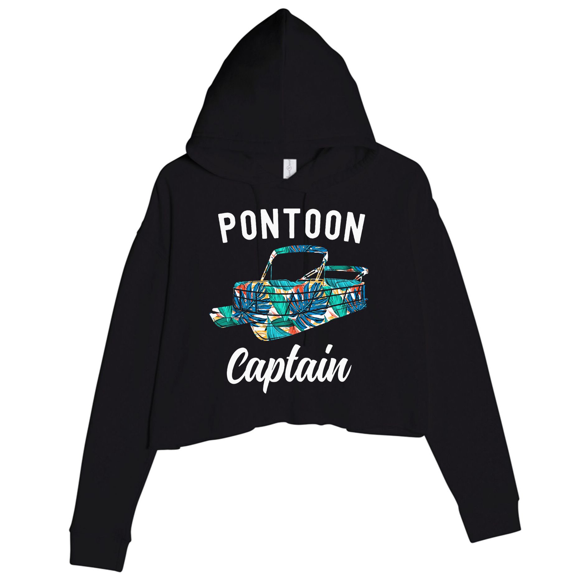 Pontoon Hawaiian Funny Pontoon Boat Captain Crop Fleece Hoodie