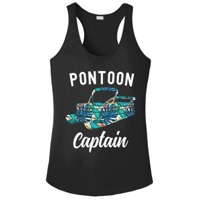 Pontoon Hawaiian Funny Pontoon Boat Captain Ladies PosiCharge Competitor Racerback Tank