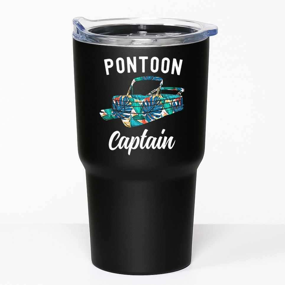 Pontoon Hawaiian Funny Pontoon Boat Captain Tumbler