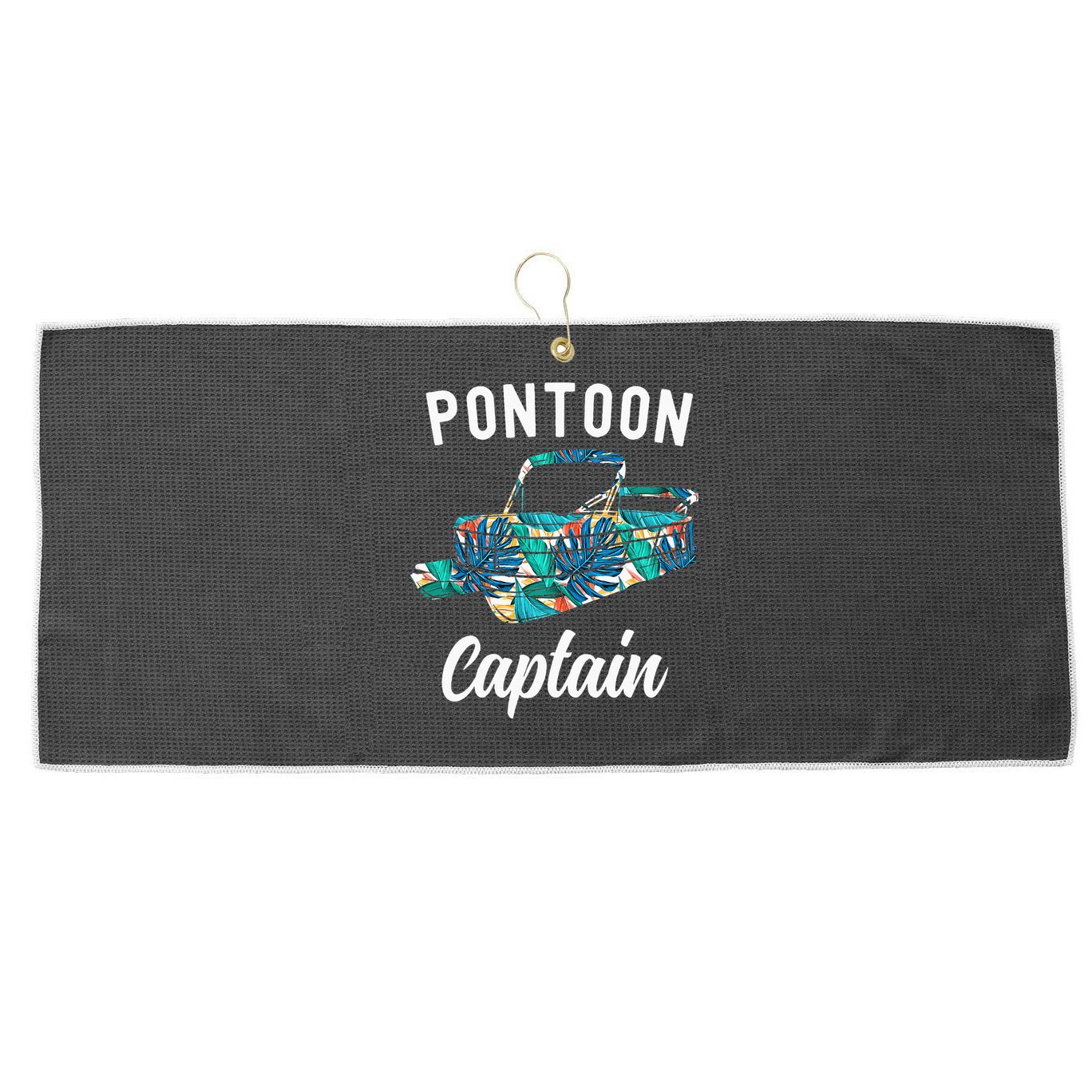 Pontoon Hawaiian Funny Pontoon Boat Captain Large Microfiber Waffle Golf Towel