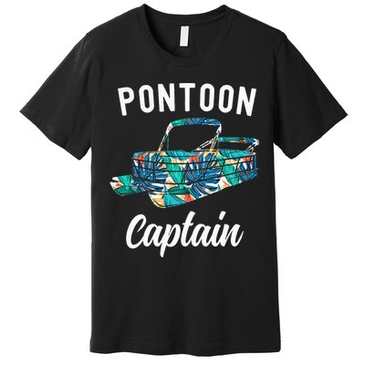 Pontoon Hawaiian Funny Pontoon Boat Captain Premium T-Shirt