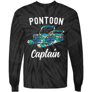 Pontoon Hawaiian Funny Pontoon Boat Captain Tie-Dye Long Sleeve Shirt