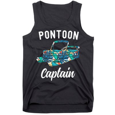 Pontoon Hawaiian Funny Pontoon Boat Captain Tank Top