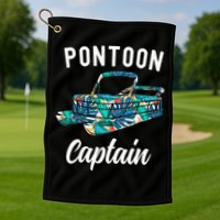 Pontoon Hawaiian Funny Pontoon Boat Captain Golf Towel