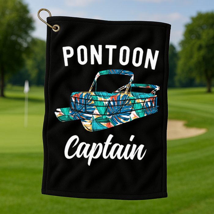 Pontoon Hawaiian Funny Pontoon Boat Captain Golf Towel