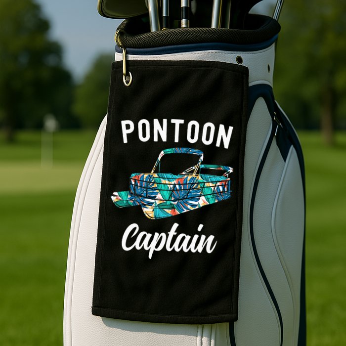 Pontoon Hawaiian Funny Pontoon Boat Captain Golf Towel