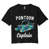 Pontoon Hawaiian Funny Pontoon Boat Captain Women's Crop Top Tee