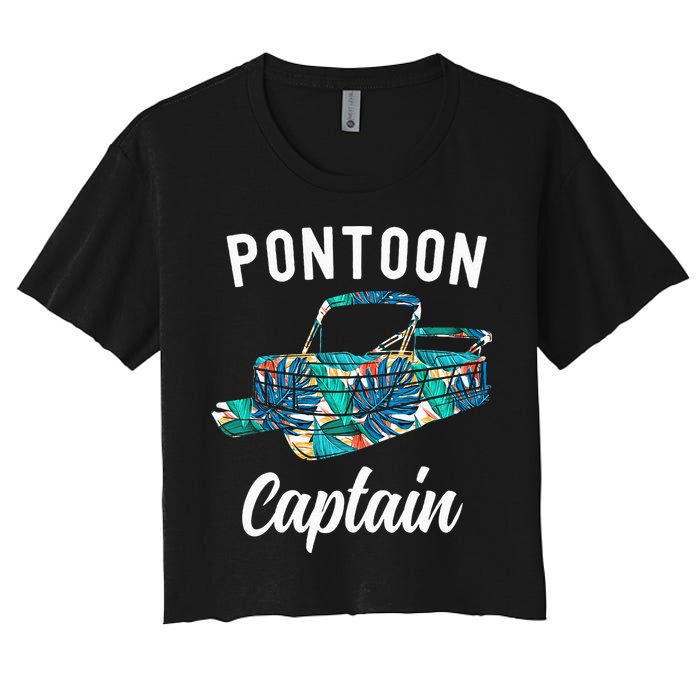 Pontoon Hawaiian Funny Pontoon Boat Captain Women's Crop Top Tee