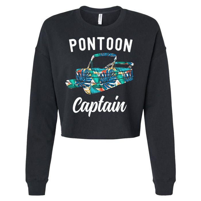 Pontoon Hawaiian Funny Pontoon Boat Captain Cropped Pullover Crew