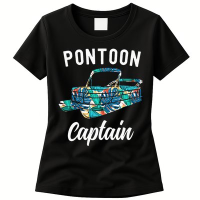 Pontoon Hawaiian Funny Pontoon Boat Captain Womens T-Shirt