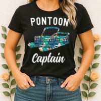Pontoon Hawaiian Funny Pontoon Boat Captain Womens T-Shirt