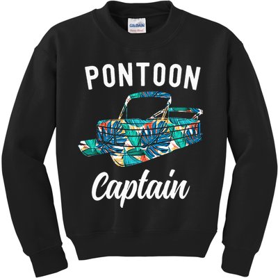 Pontoon Hawaiian Funny Pontoon Boat Captain Kids Sweatshirt