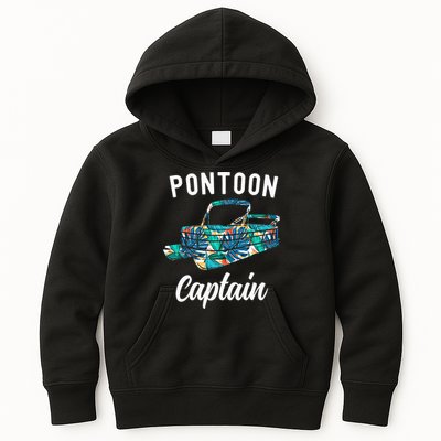 Pontoon Hawaiian Funny Pontoon Boat Captain Kids Hoodie