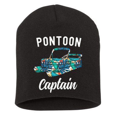 Pontoon Hawaiian Funny Pontoon Boat Captain Short Acrylic Beanie