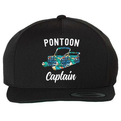 Pontoon Hawaiian Funny Pontoon Boat Captain Wool Snapback Cap