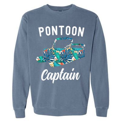 Pontoon Hawaiian Funny Pontoon Boat Captain Garment-Dyed Sweatshirt