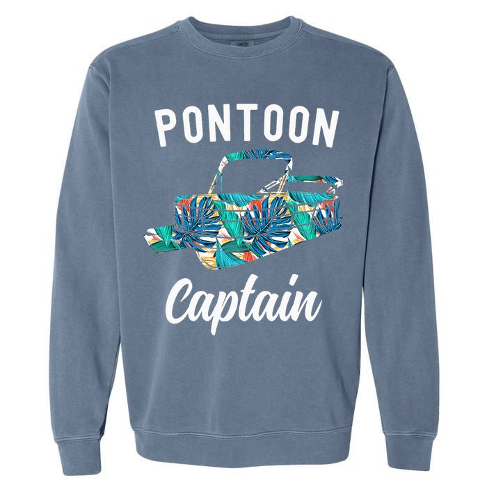Pontoon Hawaiian Funny Pontoon Boat Captain Garment-Dyed Sweatshirt