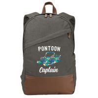 Pontoon Hawaiian Funny Pontoon Boat Captain Cotton Canvas Backpack