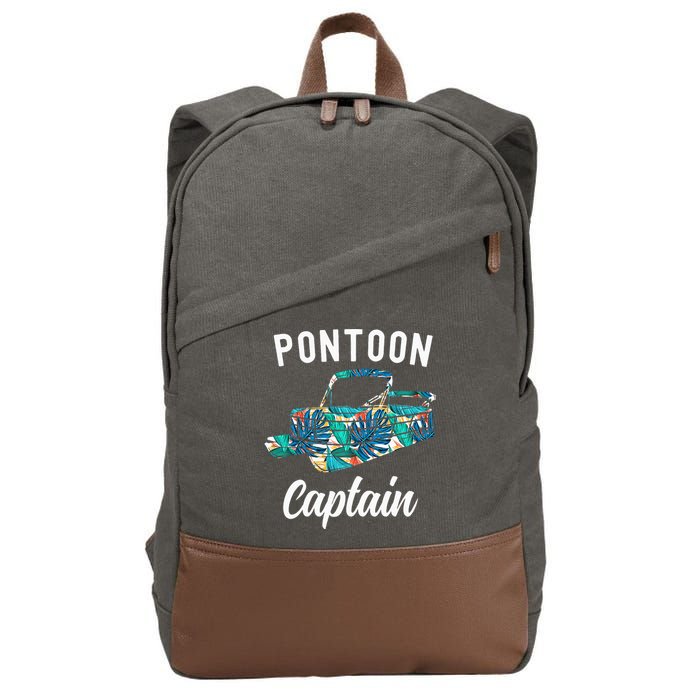 Pontoon Hawaiian Funny Pontoon Boat Captain Cotton Canvas Backpack