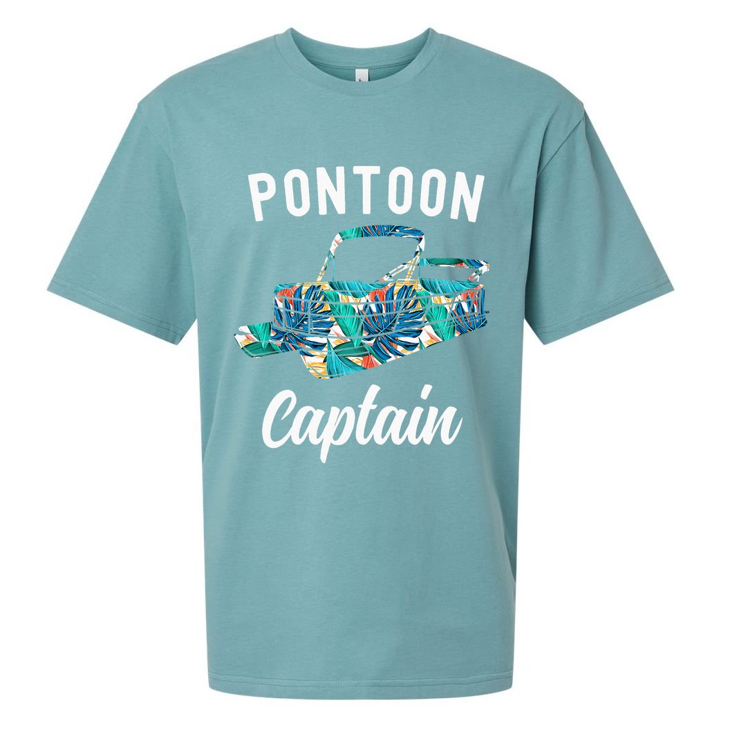 Pontoon Hawaiian Funny Pontoon Boat Captain Sueded Cloud Jersey T-Shirt