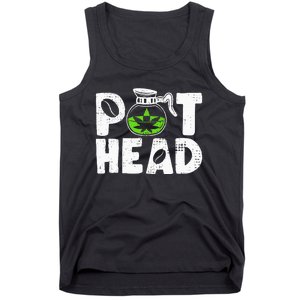 Pot Head Funny Coffee 420 Weed Lover Cannabis Marijuana Tank Top