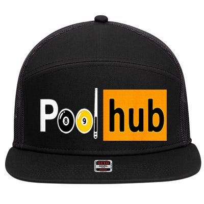 Pool Hub Funny Billiards Pool Team League Billiards 7 Panel Mesh Trucker Snapback Hat