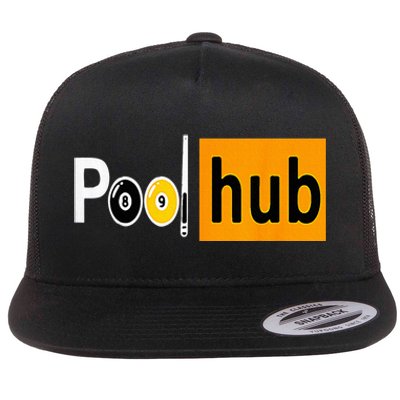 Pool Hub Funny Billiards Pool Team League Billiards Flat Bill Trucker Hat